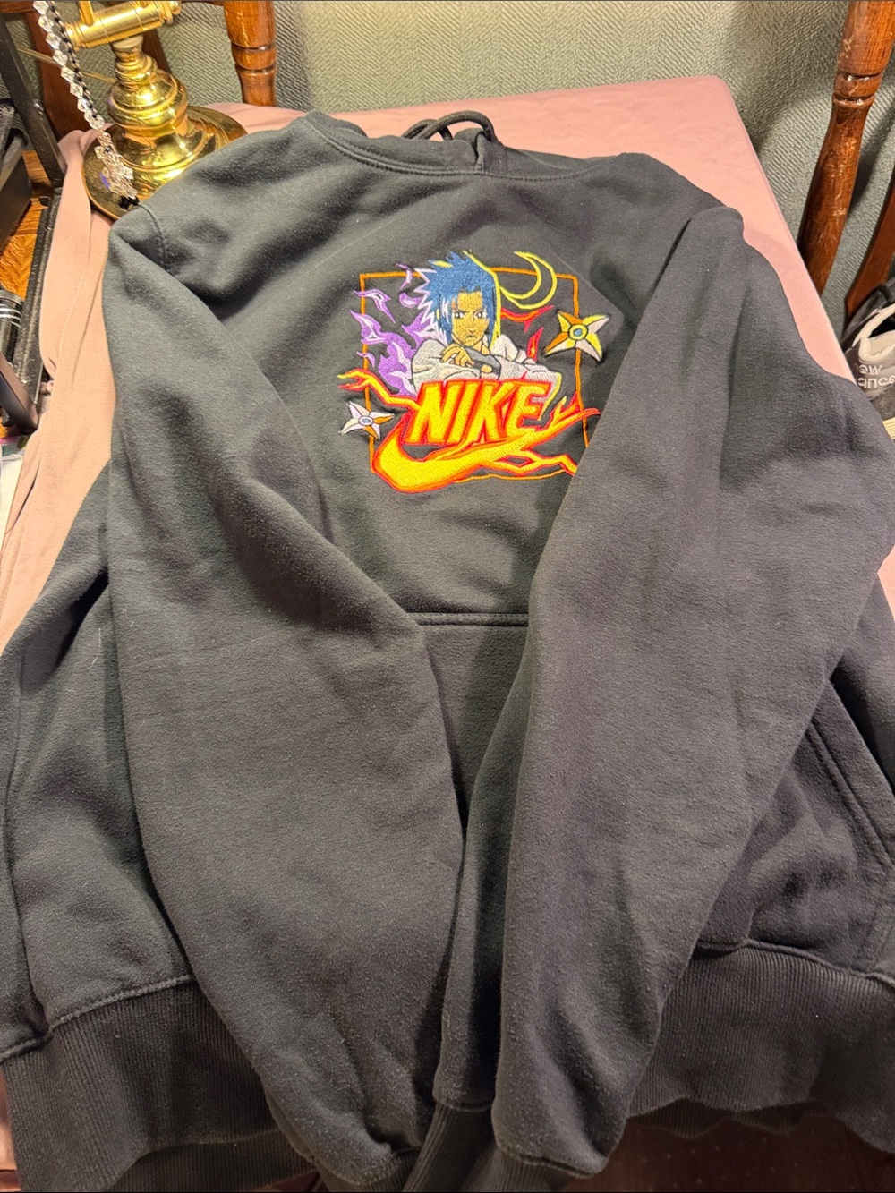 Nike Black Crewneck Sweatshirt with Multicolor Embroidered Graphic
